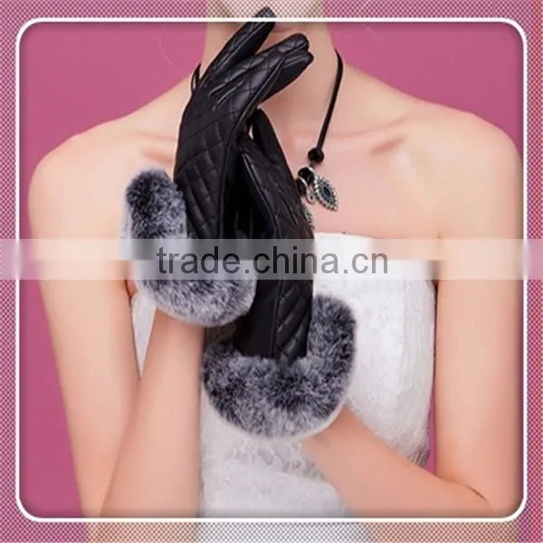 Sexy Lady Black/Red Color Smartphone PU Leather Material Handmade Touch Screeen Gloves photo-5