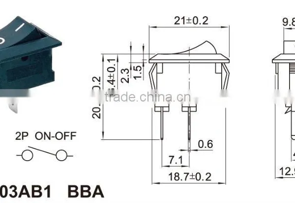 Waterproof Mini Rocker Switch,on-off 6pins Nylon Pa66 Material Rocker Switch photo-2