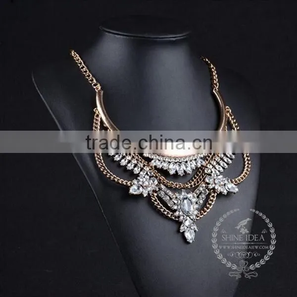 High Quality Vintage Rhinestone Chunky Statement Necklace Tin Alloy Fashion Women Pendant Necklace 6390126 photo-3