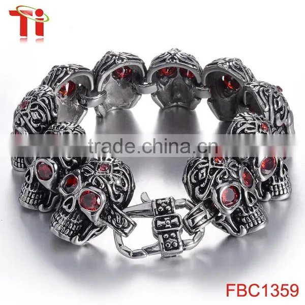 Fast and Furious 7 Moive Silver Color Stainless Steel Skull Skeleton Bracelet Titanium Steel Bangle for Men Fashion Jewelry photo-4