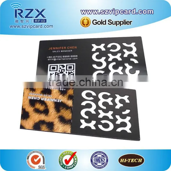 Mirror Finish Leopard Printed Cut Member Card Metal Business Card