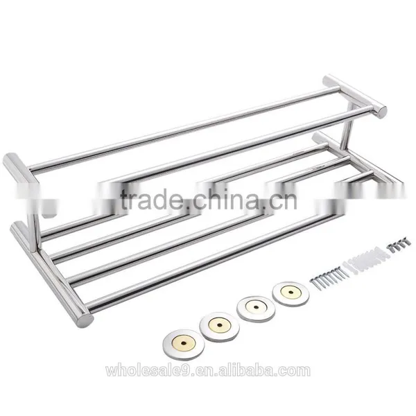 Wall Mounted Towel Rack Bathroom Hotel Rail Holder Storage Shelf Stainless Steel photo-4