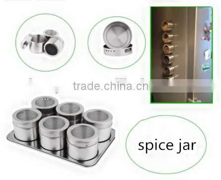 Six Pieces Magnetic Stainless Steel Spice Jar Set With Rack photo-2
