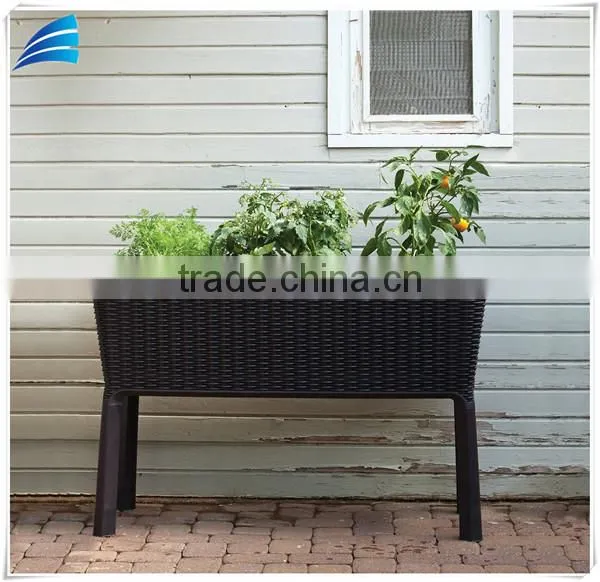 Outdoor Rattan Wicker Patio Garden Flower Plant Planter Raised Elevated Garden Bed photo-2