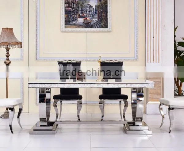 Modern Dining Table White Marble Table Rectangle Table photo-2