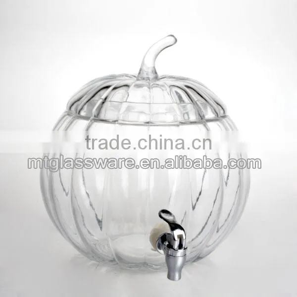 the Glass Pumpkin Shaped Beverage Dispenser With Metal Stand photo-2