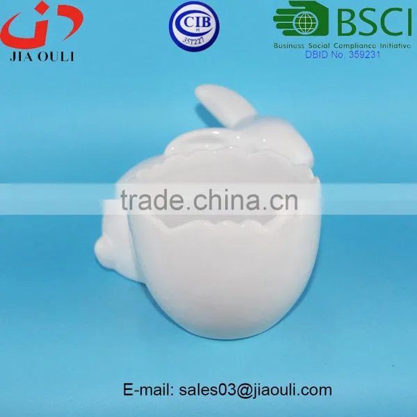 BSCI Audit Factory Animal Shape Garden Planter White Ceramic Rabbit Planter, Animal Planters photo-2