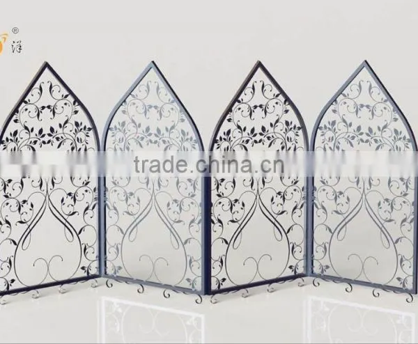 Chinese Style Living Room Furniture Bird Hollow Decorative Metal Folding Screen photo-2