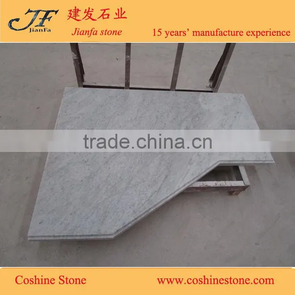 White Marble Table Tops Italian Bianco Carrara White Countertop Kitchen Cabinets photo-3