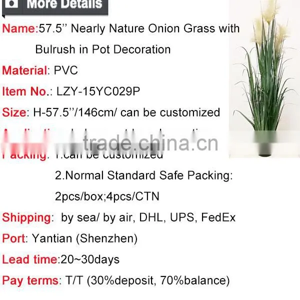 Wholesale Artificial Grass Synthetic Potted Grass Onion Grass With Bulrush photo-6