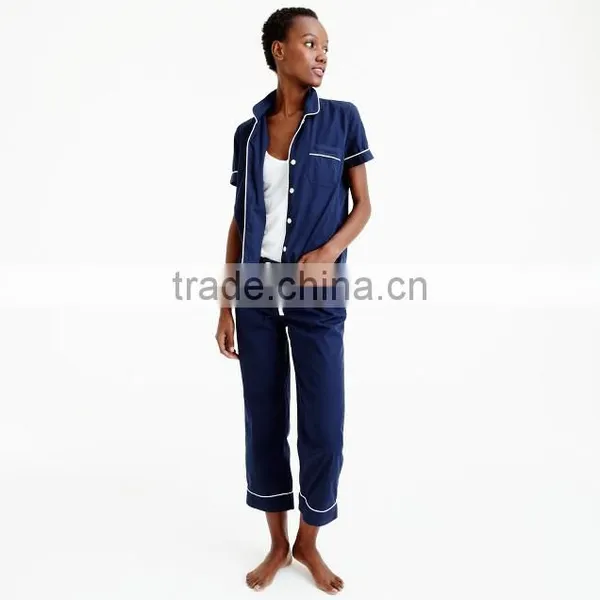 Cheap Pajama Sets Vintage Plain Dyed Custom Made Short-Sleeve Wholesale Pajama Set Women photo-5