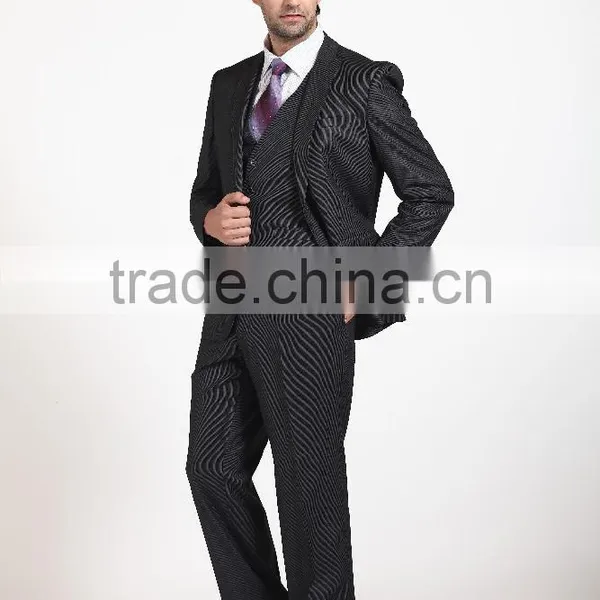 2015 Stripe Fashion 3 Pieces Slim Fit Business Suits for Man photo-3