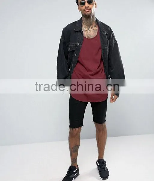High Quality New Design Custom Dark Red Color Gym Wear Comfortable 100% Cotton Fashion Men's Sport Vest photo-4