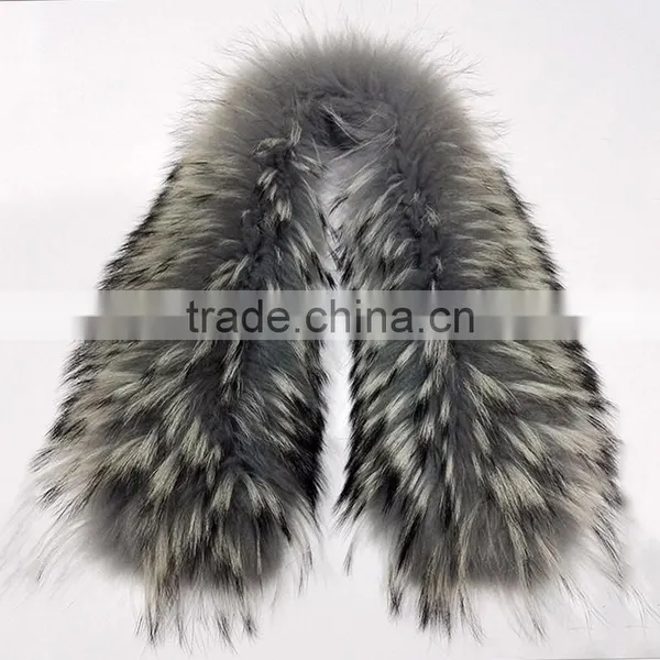 Myfur Brown Color Genuine Raccoon Fur Long Hooded For Lady Coat Wholesale Fur Collar photo-2