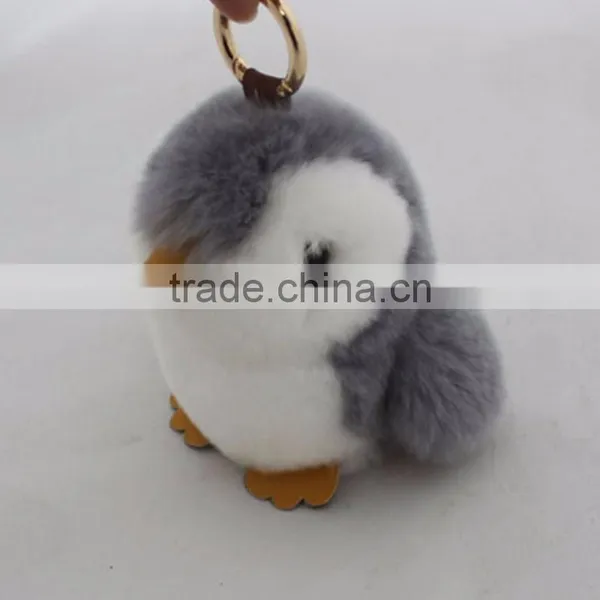 Myfur Popular Penguin Pattern Real Rabbit Fur Made Bag Accessory Pendant photo-3