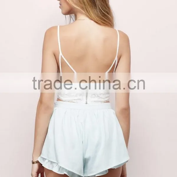 Elegant Lace Ruffle Custom Ladies Crop Top Wholesale Women Tops photo-5