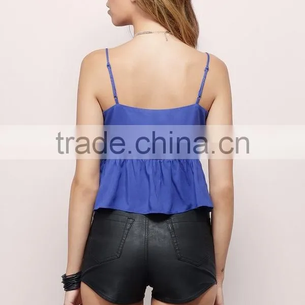 Crop Tops Spaghetti Strap Ladies Crop Top 2014 Sexy Front Tie TankTop for Women photo-5
