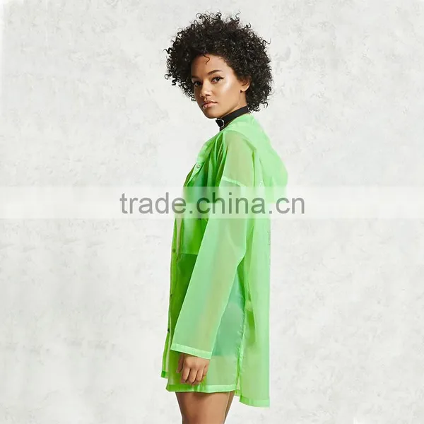 Lightweight Outdoor Waterproof Rain Hoodie Ladies Transparent Nylon Jackets photo-5