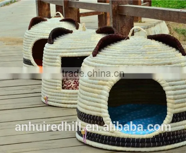 R1904H Home Basket Crafts Best Selling Handmade Straw Pet Cat House , Willow Cat Bed, Straw Pet House photo-2