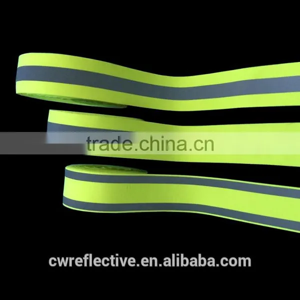 Fluorescent Green Spandex Fabric Reflective Webbing Ribbon for Making Safety Vest photo-3