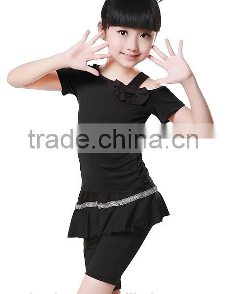 Child Kids Latin Salsa Dance Suit Short Sleeve Dance Costumes For Girls photo-3