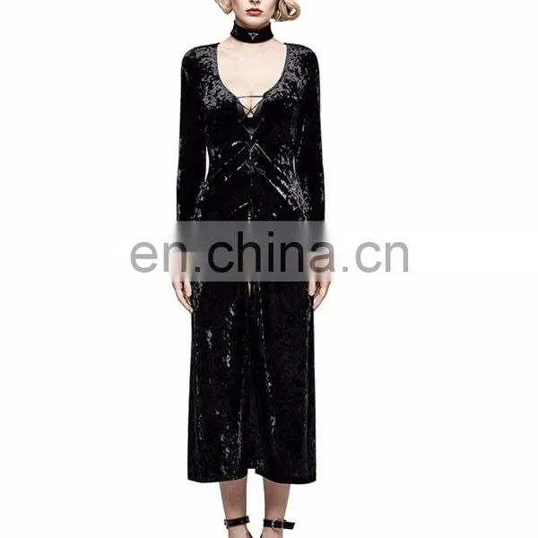 Gothic Punk Rave Black Longsleeve Velvet Dress-jacket Y-735 photo-4