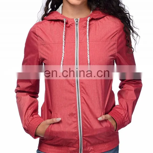 Custom Made Women's Ruby Blank Full Zipper Hooded Icebreaker Wool Jackets &coats