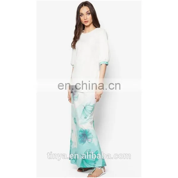 2017 Latest Fashion Print Baju Kurung Malaysia Peplum Islamic Clothing Muslim Dress photo-4