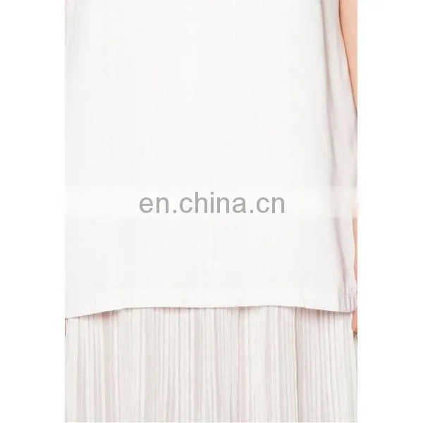 Fashion Ladies Clothes Latest Design Pleat Hem Sleeveless White Women Dress photo-6
