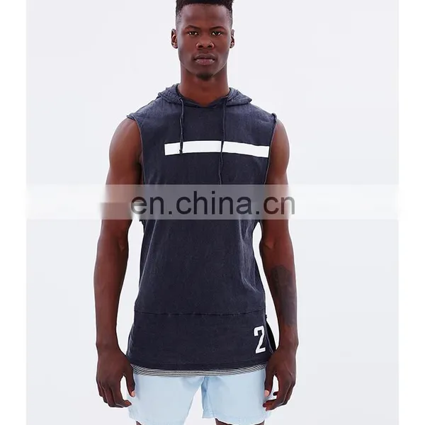 Dropped Armhole Sleeveless Longline Compression Burnout Dri Fit Fitness Cotton Bodybuilding Sublimation Mens Tank Top photo-2