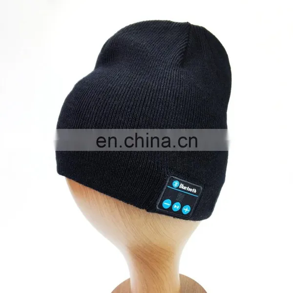 Wholesale Custom Embroidered Logo Blue Tooth Acrylic Beanie Hats