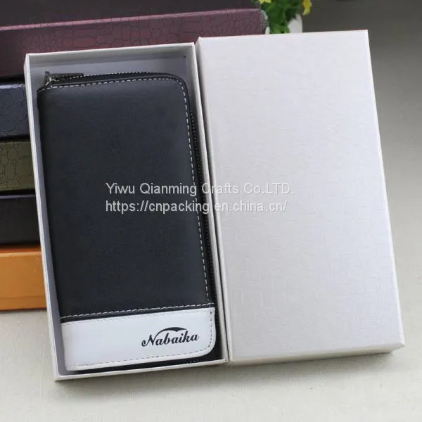 Leather Print Short Style Purse Zero Wallet Box Special Paper Cover Box Gifts Paper Package Hard Box