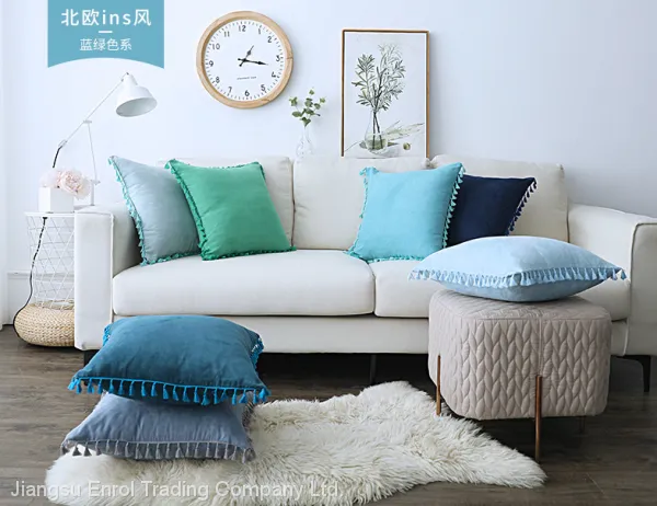 Nordic Style Suede Tassel Cushion photo-2