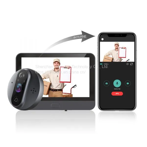 Wifi 4.3 HD LCD Digital Video Peephole Security Smart Doorbell Infrared Camera