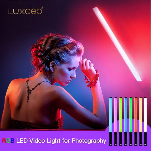 LUXCEO Q508A LED Video Light Wand Portable LED Photography Light Wand With Remote Control, 3000K-5750K, CRI 95+,Adjustable Brightness Levels and 8 Temperature Colors