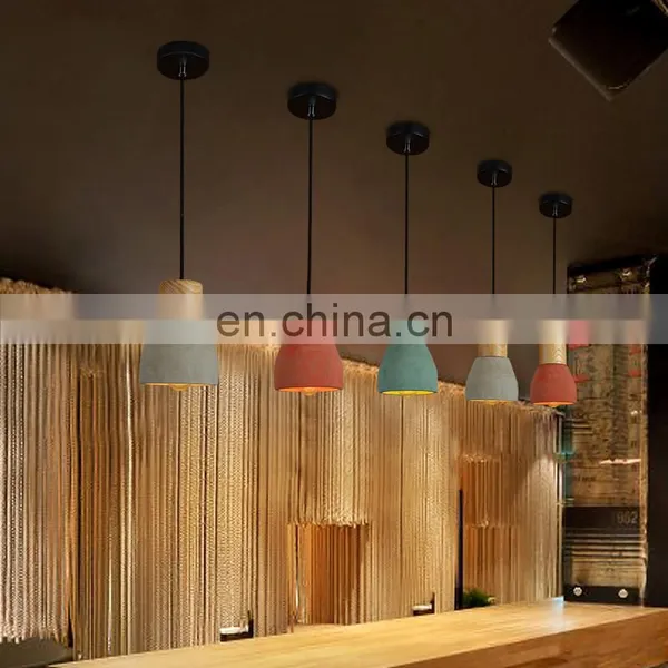 Industrial Concrete+wood Pendant Lamp Led Dining Room Pendant Light photo-5