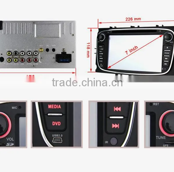 Car Stereo for Ford Focus Mondeo Transit Connect DVD GPS Navigation Multimedia Car GPS NAVI Bluetooth SWC WIFI 3G RDS 1080P AUX photo-3