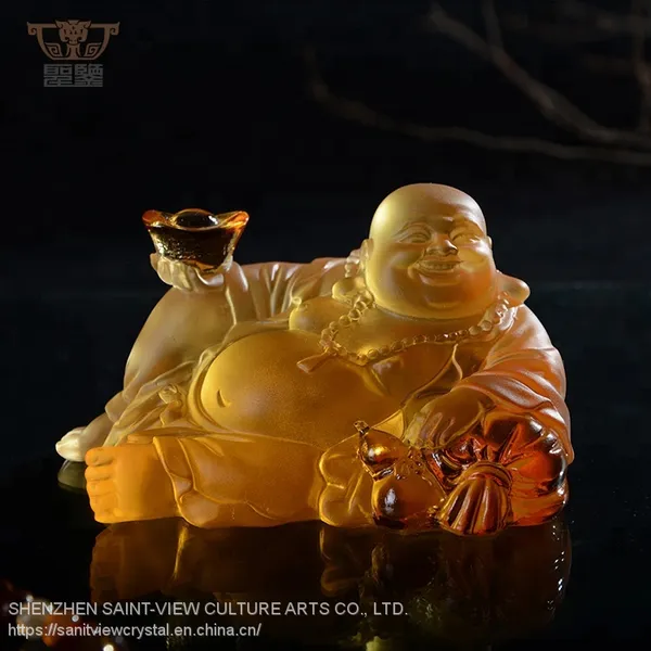 Factory Wholesale Crystal Liuli Laughing Maitreya Statue Blessing Car Interior Decoration photo-3