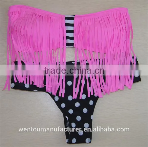 2016 New Women Push-up Padded Bra Tassel Swimsuit Bathing Suit Swimwear Bikini photo-5