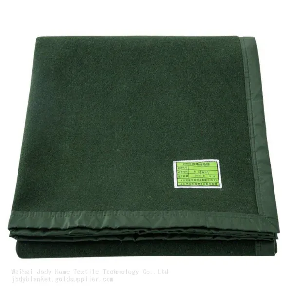 Blankets Good Quality Factory Directly Blends Wool Olive Green Blanket for Outdoor photo-3