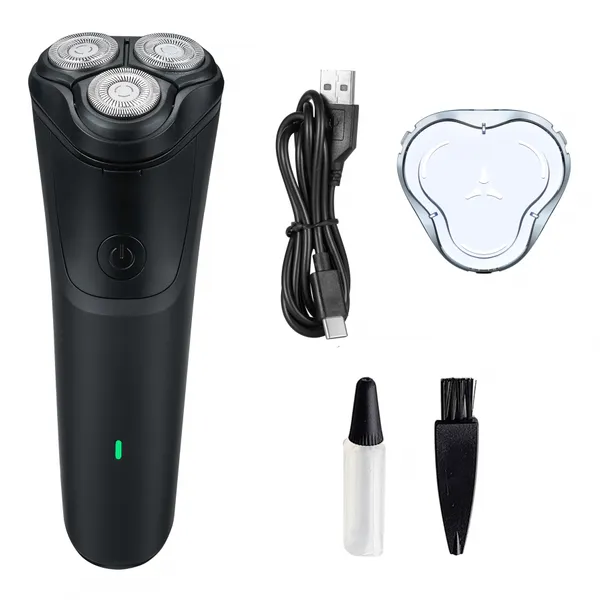 3-Head Rotary Cordless Electric Shaver for Men, Waterproof Compact Travel Shaver, 100-240V Dual Voltage photo-2