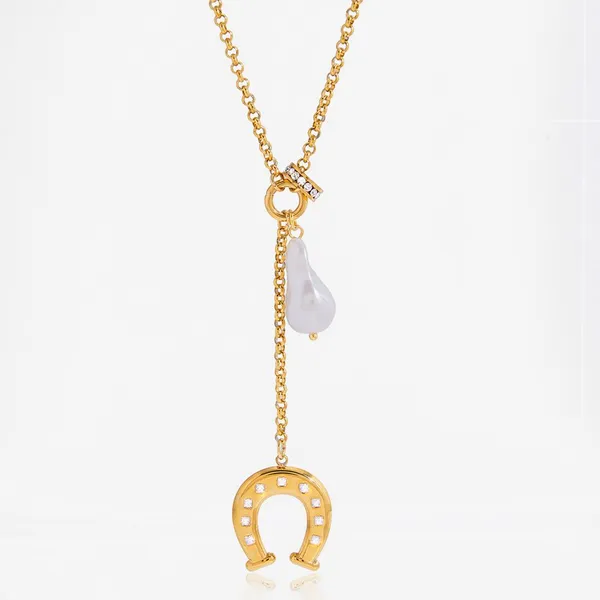 18K Gold Plated Letter Necklace - Non-Fade Stainless Steel Coin Jewelry for Wholesale photo-5