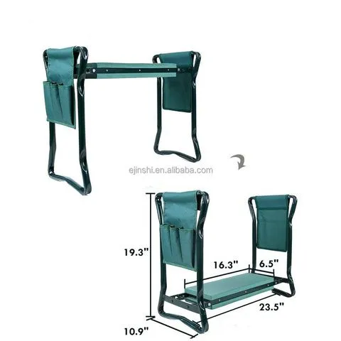 Heavy Duty faltbarer Metallrahmen, weicher EVA-Schaumstoff, tragbarer Knieauflagepad, umwandelbarer Sitz mit Werkzeugbeutel, Außen-Garten-Knieauflage photo-3