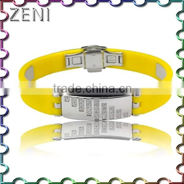 Fashion Silicone 316L Stainless Steel Energy Bracelet for Men