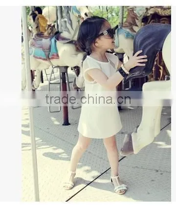 Kids Girls Dress Summer 2015 Lace Embroidery Dress Princess Rose Children Cotton Short Sleeved Dress photo-3