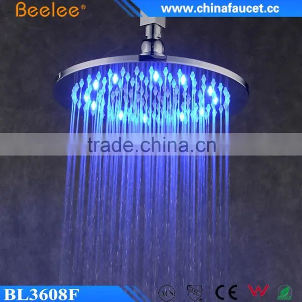 Round Brass Luxury Shower High Pressure Colorful LED Shower Head Powered by Water Pressure photo-2