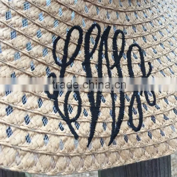 Personalized Custom Monogram Initial Folding Straw Beach Floppy Hats photo-3