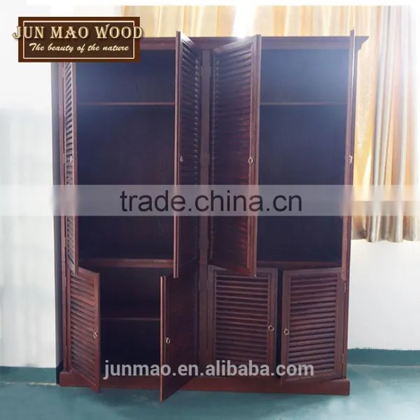 Solid Wooden Design Four Shutters Cabinet Oak Wall Wardrobes Bedroom photo-2