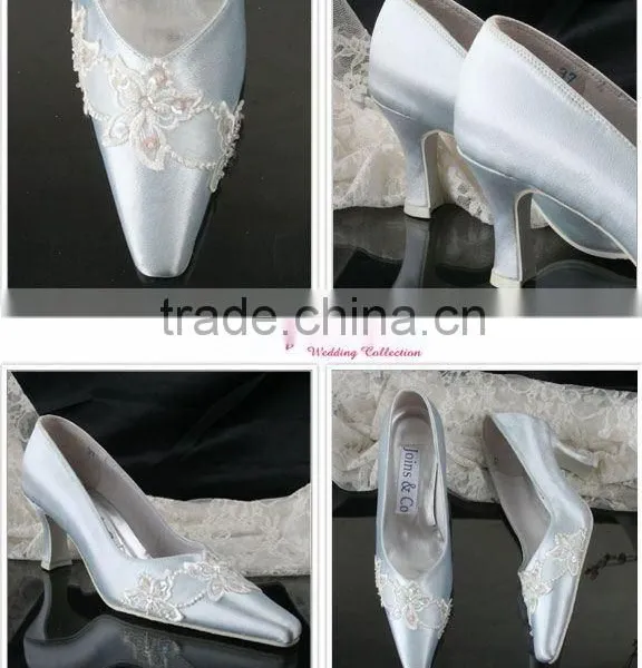 Lace and Beading WS-056 Hot Sell Simple Bridal Wedding Shose