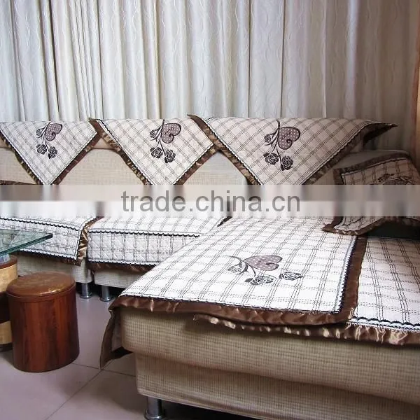Cotton Appliqued Embroidery Sofa Cover photo-3